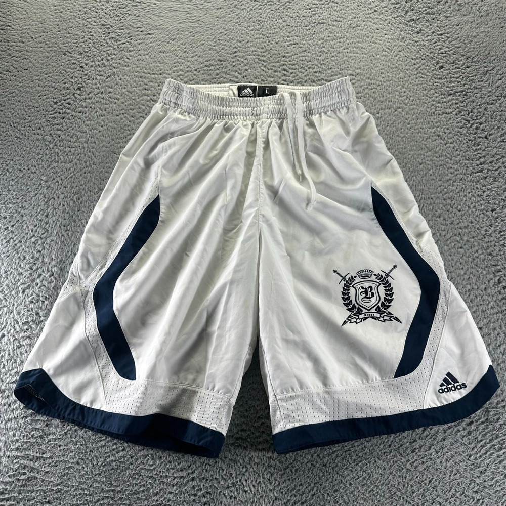 Vintage Adidas Shorts Men L White Athletic Basketball Running Performance Sports